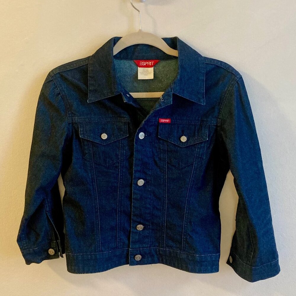 ESPRIT Vintage Blue Jean Cropped 3/4 Sleeve Jean Jacket Size Small Women
